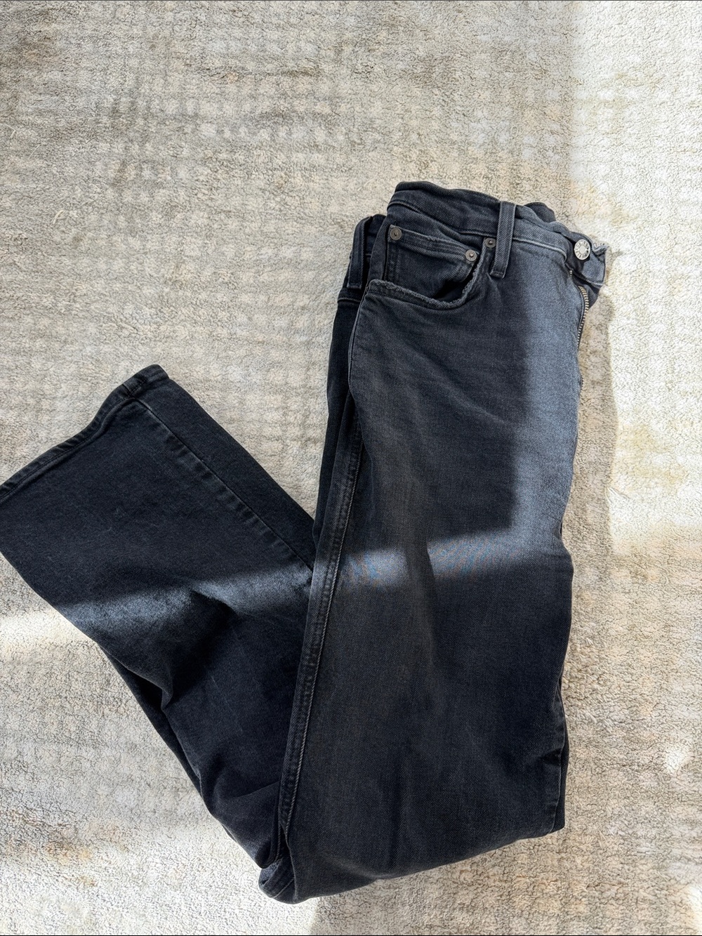 Agolde black high waist straight leg